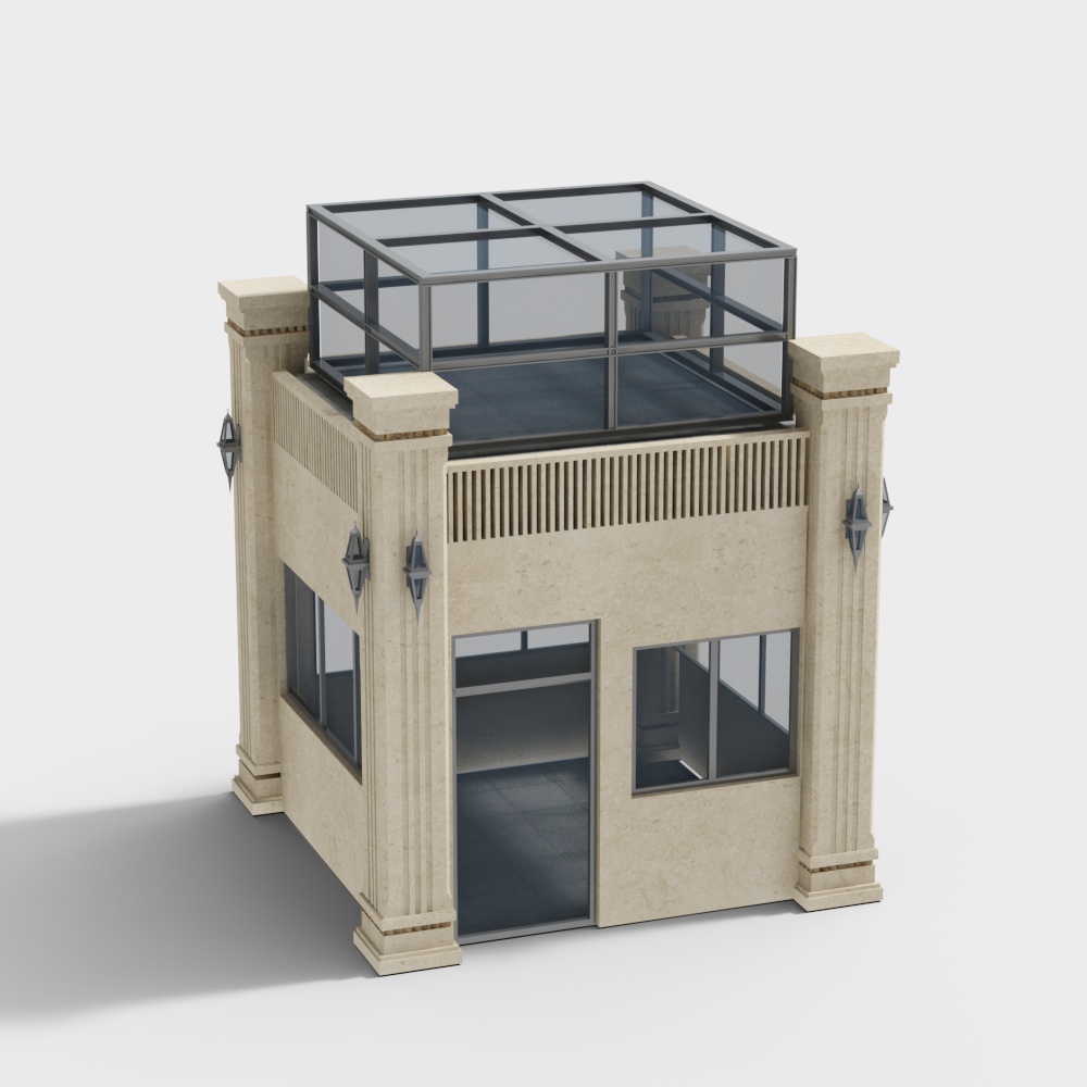 Elegant Low-Poly Architectural 3D Model