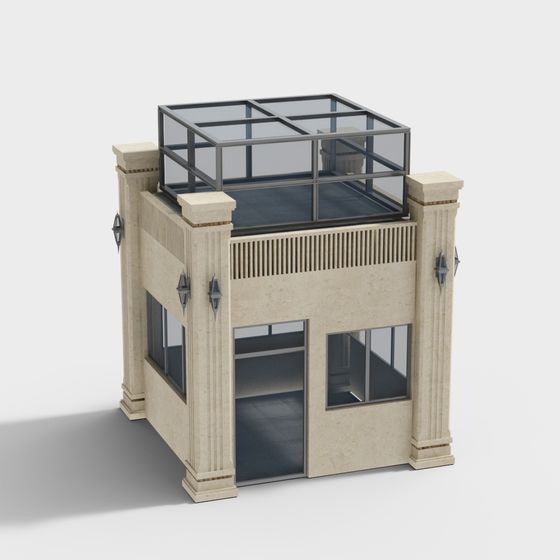 Elegant Low-Poly Architectural 3D Model