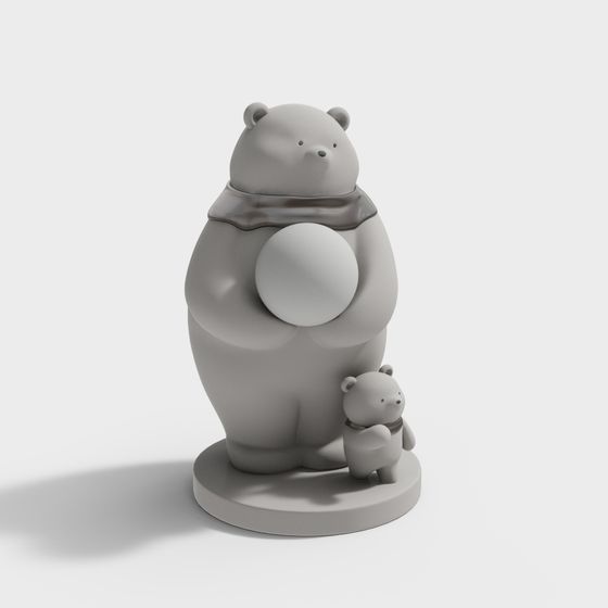Warm Mother Bear and Cub 3D model