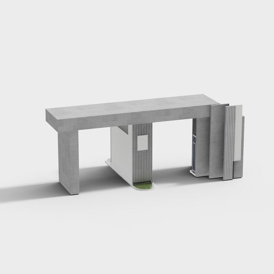 Modern Concrete Bench 3D model for Various Applications