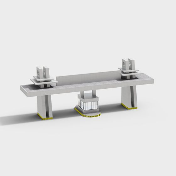 Urban Pedestrian Bridge 3D model in Low Poly Style