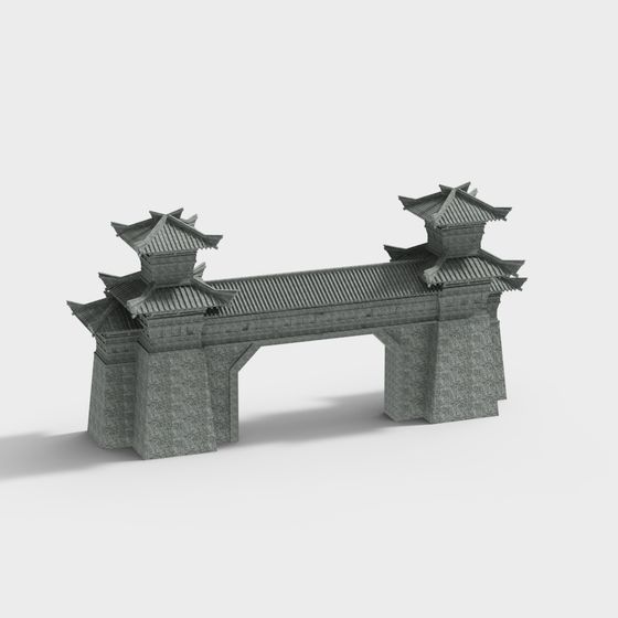 Low-Poly Eastern Pavilion 3D Model for Creative Projects