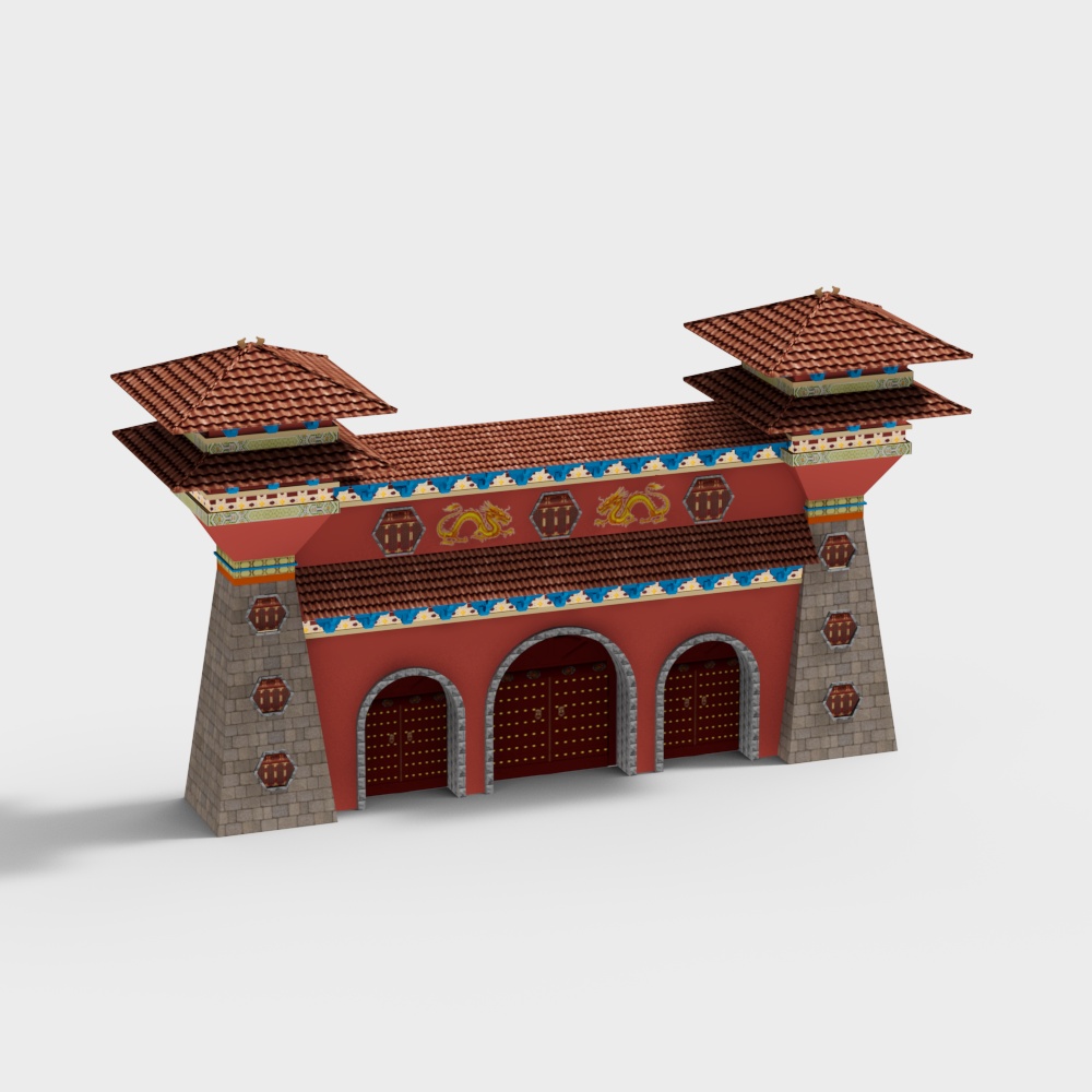 Bell and drum style scenic spot gate