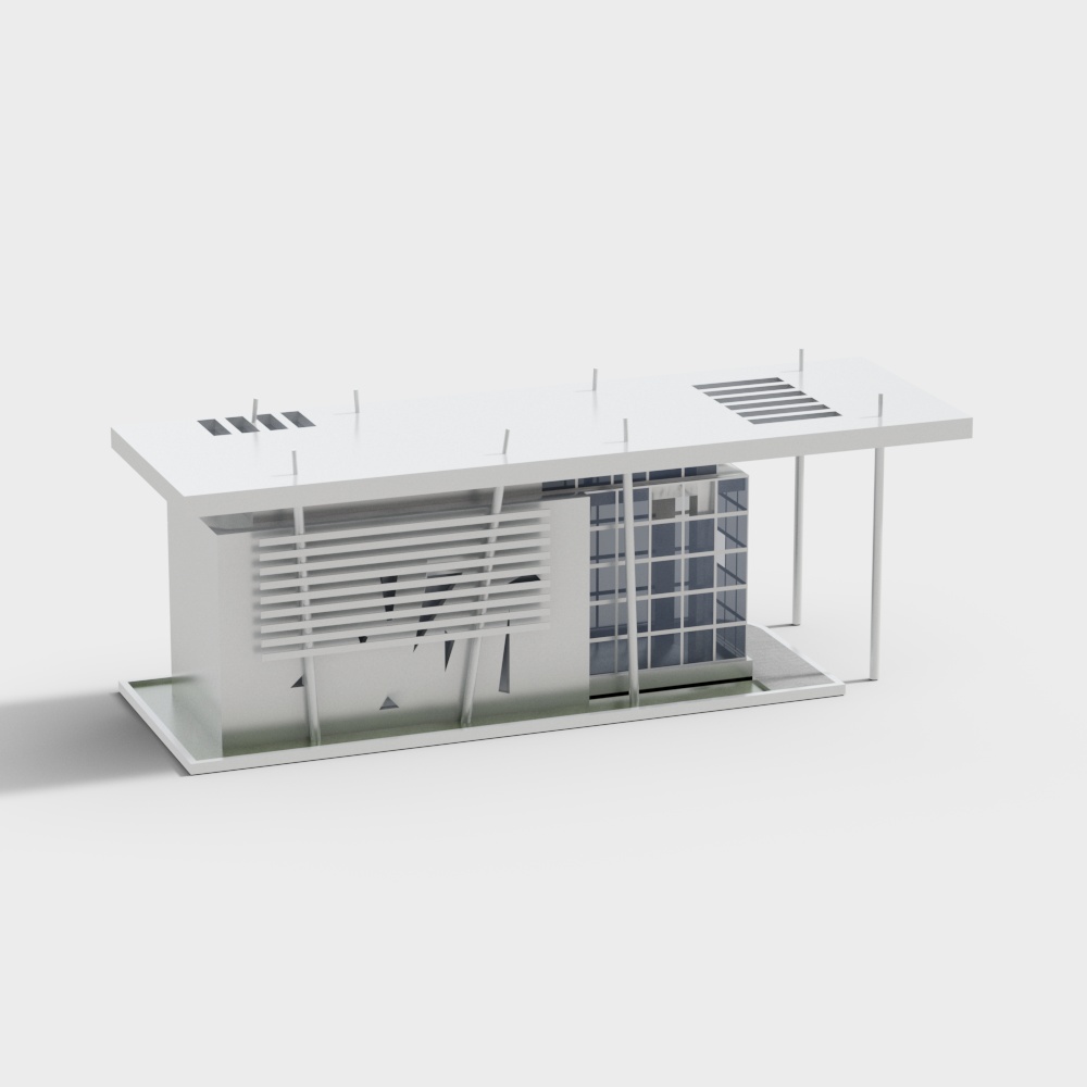 Futuristic Low Poly Building 3D model