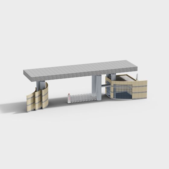 Urban Pedestrian Bridge Low-Poly 3D model