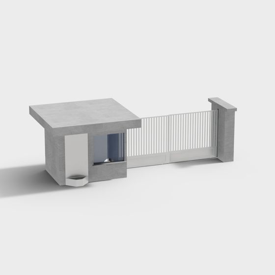 Minimalist Concrete Entrance Gate 3D model