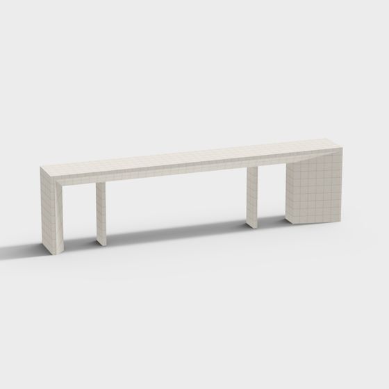 Minimalist Long Bench 3D Model for Urban Spaces