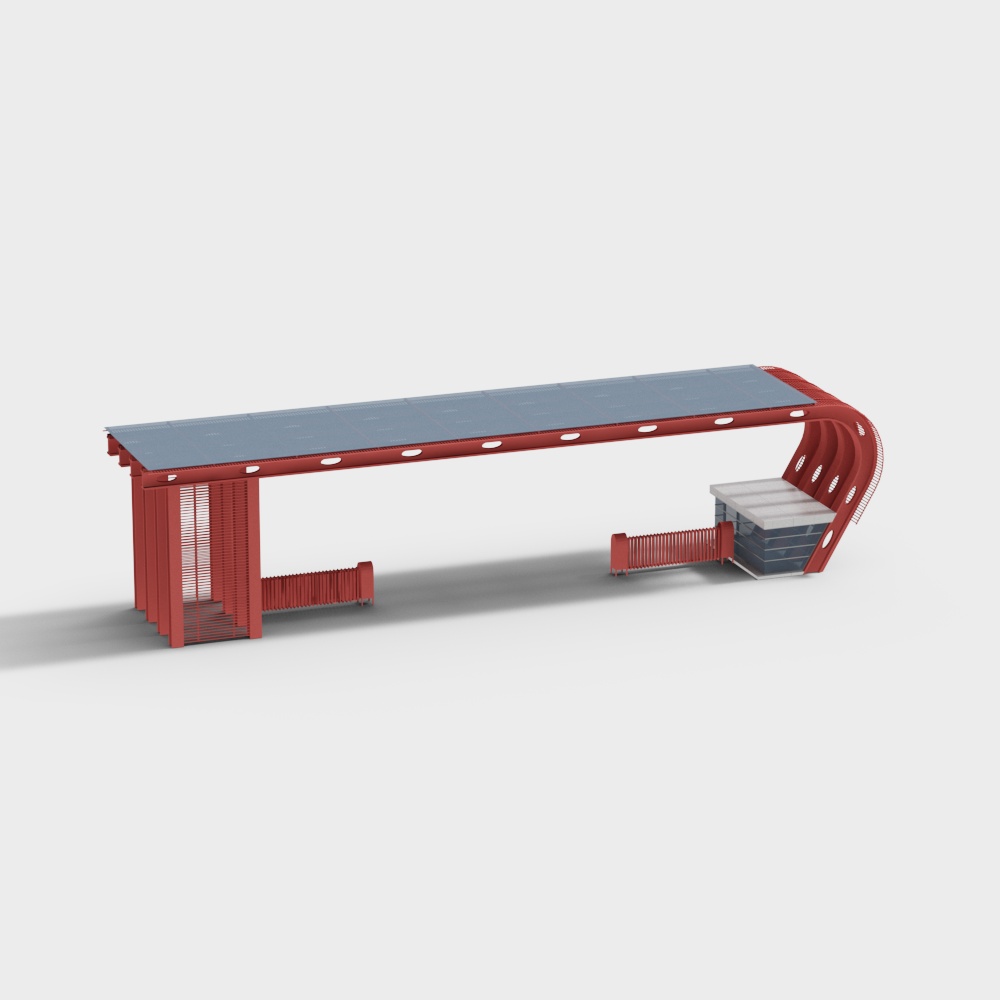 Modern City Bus Shelter 3D model