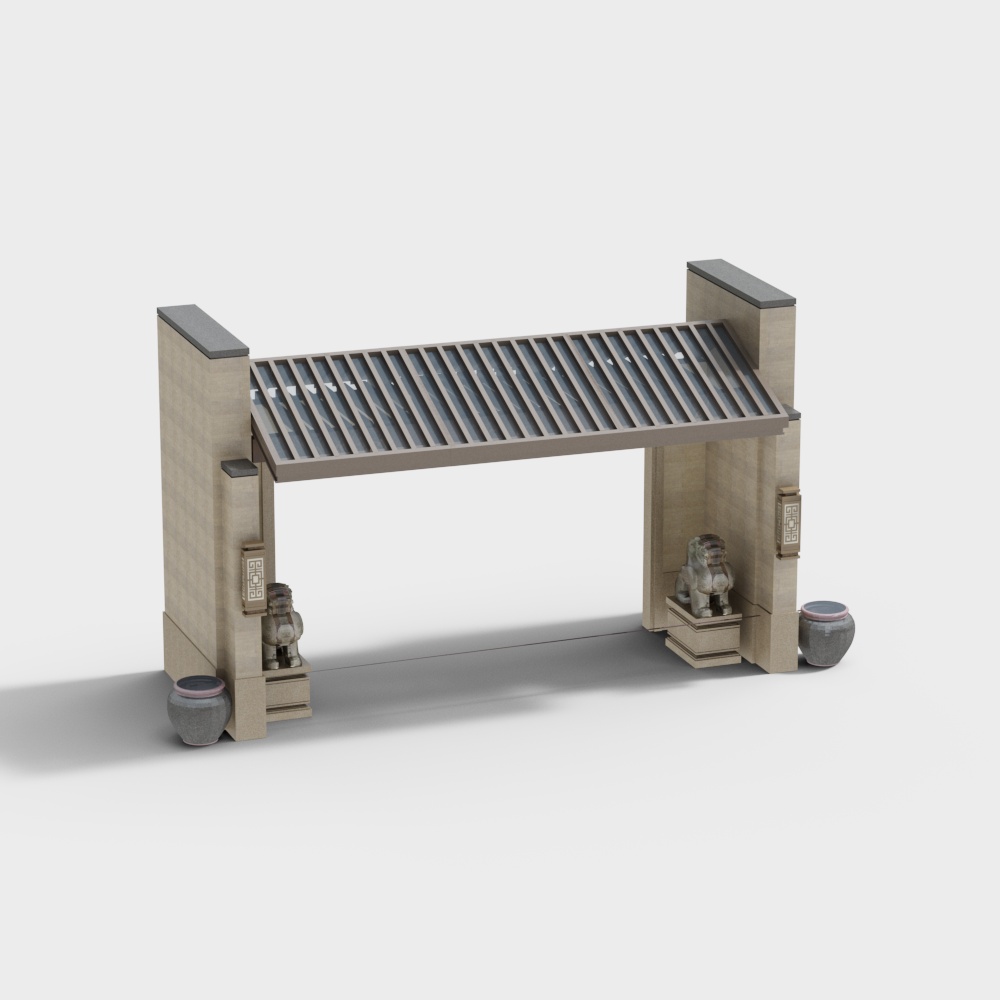 Chinese style community entrance gate