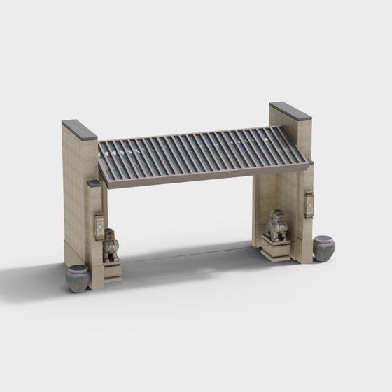 Traditional Chinese Porch 3D model for Creative Projects