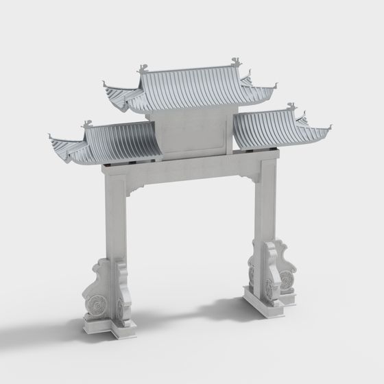 East Asian Gate 3D Model