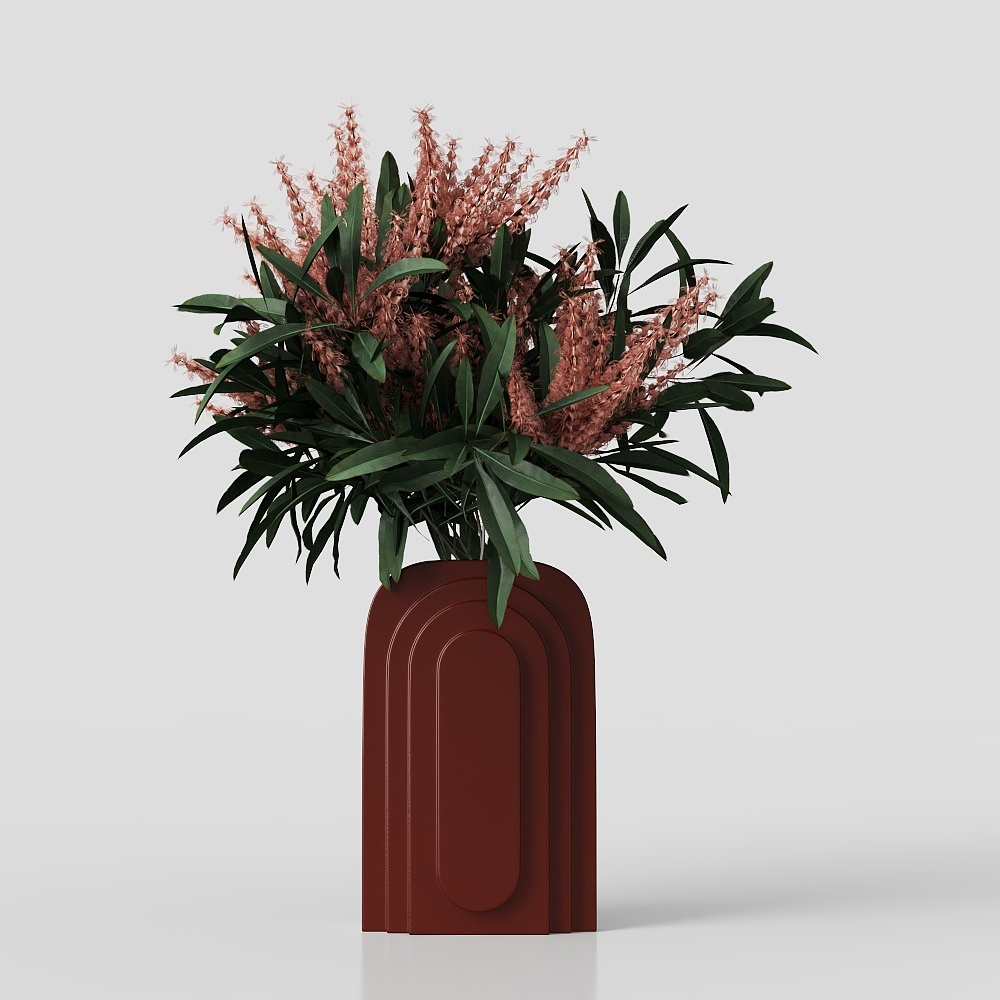 Artistic Vase 3D Model – Red Modern Curved Design