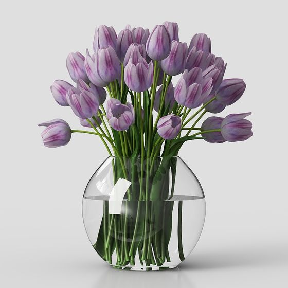 Elegant Purple Tulip Vase 3D model for Creative Projects