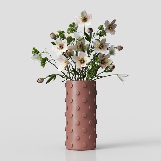 Elegant Spring Flower Vase 3D model