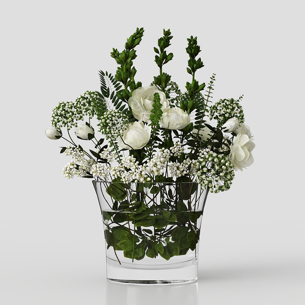 Modern Vase Floristry 3D Model in Green