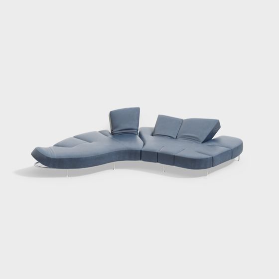 Streamlined Low-Poly Sofa 3D model