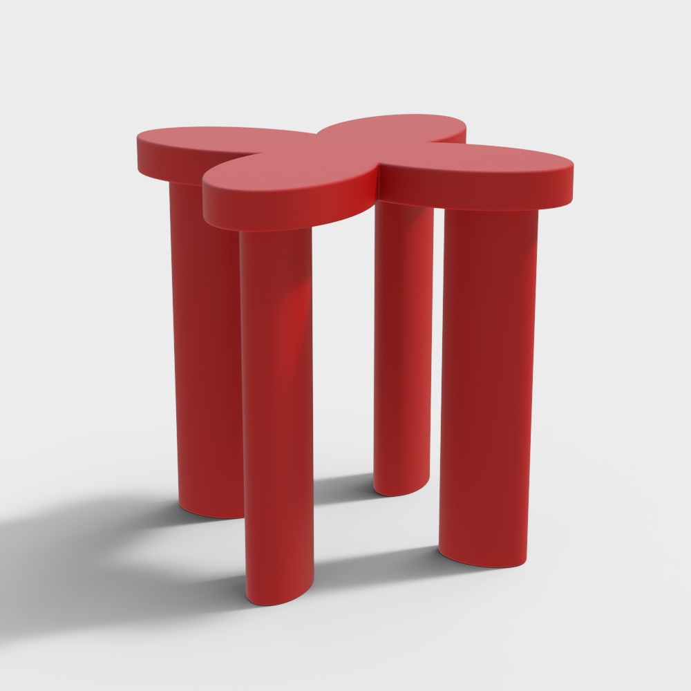 X-Table 3D Model – Vibrant Red Geometric Design