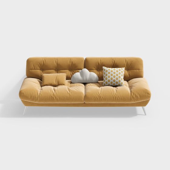 Baxter Modern Cloud Multi-Person Sofa in Yellow - I-Shape