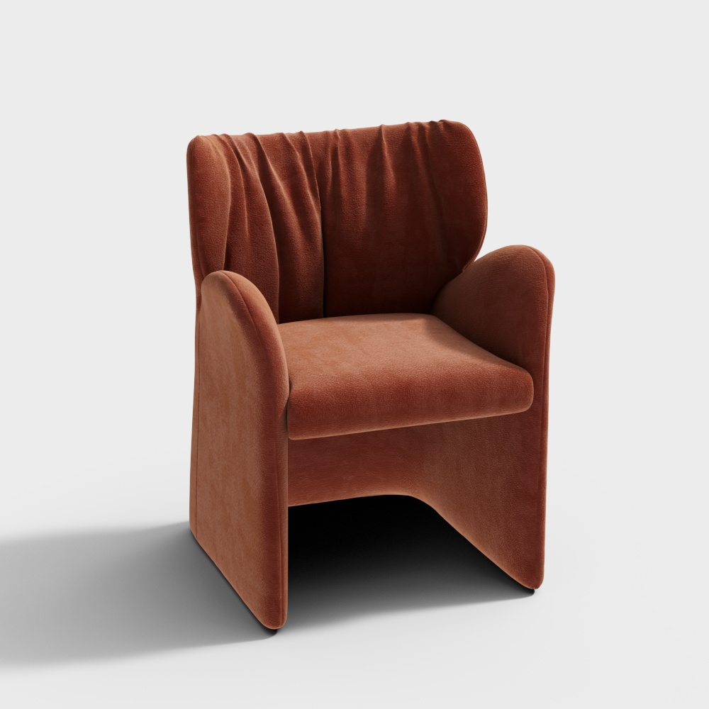 Cozy Reading Chair 3D Model – Velvet Mid-Century Style
