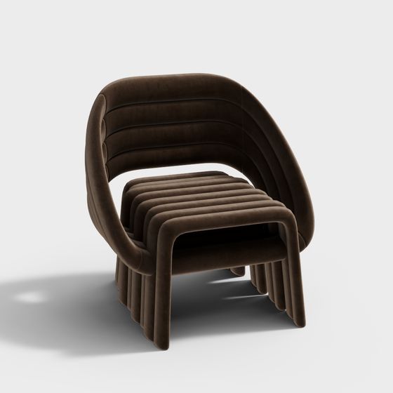 Elegant Velvet Lounge Chair 3D model