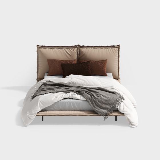 Elegant Low-Poly Bed 3D model for Modern Interiors