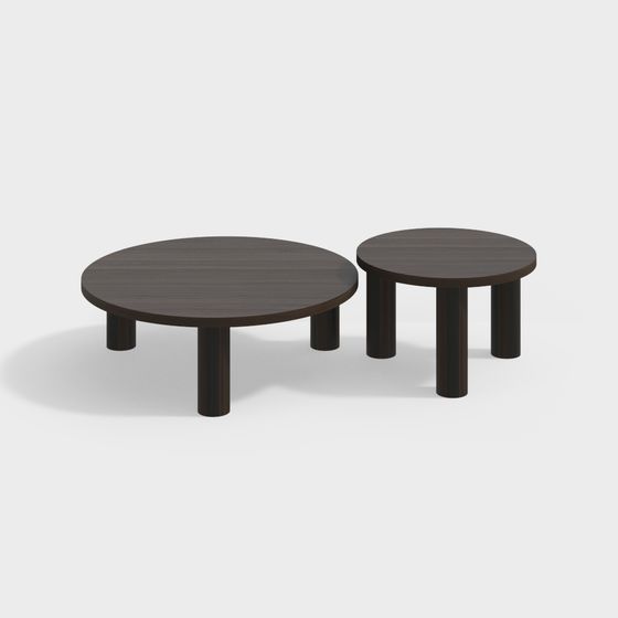 Modern Low-Poly Round Table Set 3D model