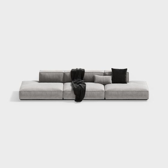 Gray Poliform Modern Multi-Seat Sofa 3D Model