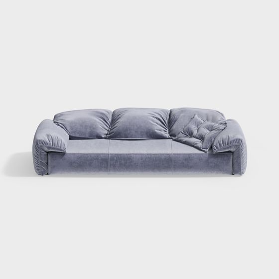 Stylish Gray Velvet Sofa 3D model for Contemporary Spaces