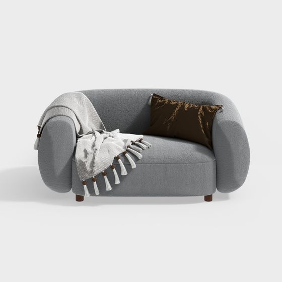 Stylish Gray Velvet Sofa 3D model