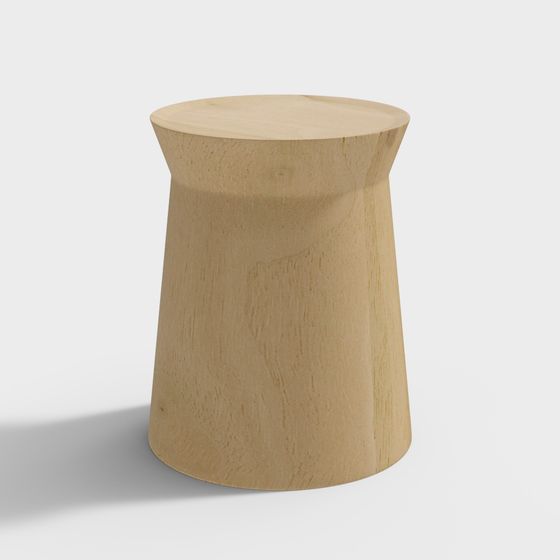 Round Wooden Stool 3D Model
