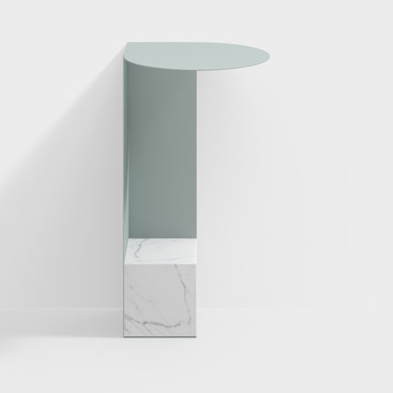 Curved Marble Side Table 3D model