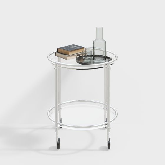 Modern Minimalist Round Table Cart 3D model