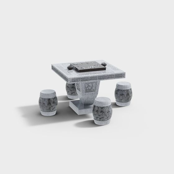 Ancient Elegance Chess Table 3D model
