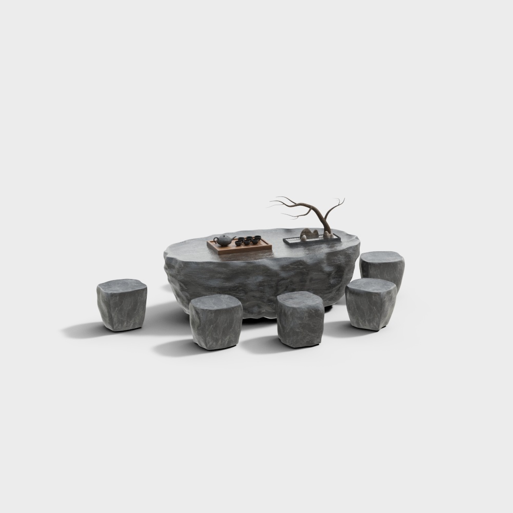 スクエアモダン石の椅子テーブル