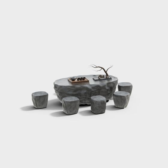 スクエアモダン石の椅子テーブル
