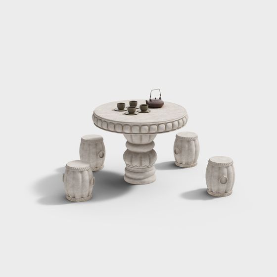 Bàn và ghế đá cổ vuông