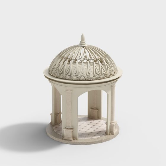 Elegant Dome Pavilion 3D model for Tranquil Gardens