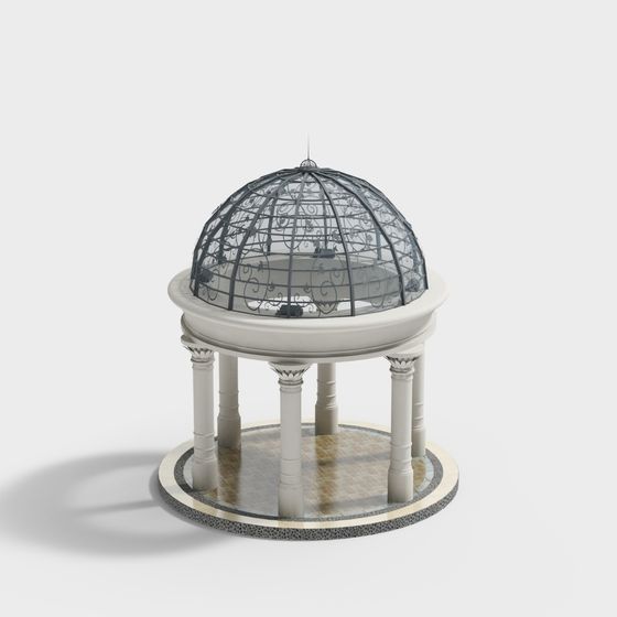 Elegant Dome Pavilion 3D model for Tranquil Gardens