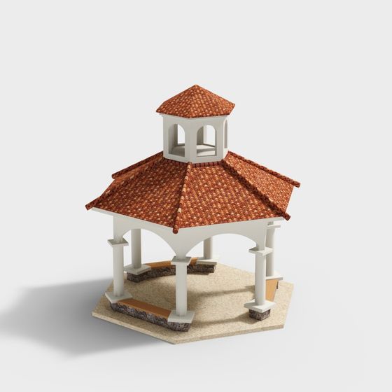 Charming Low-Poly Pavilion 3D model for Relaxation