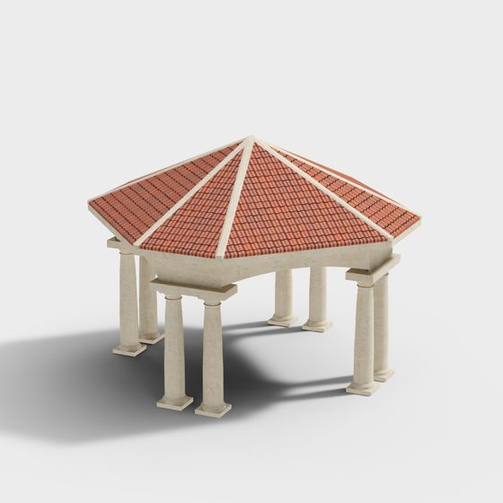 Roman Pavilion 3D model with Unique Low-Poly Design