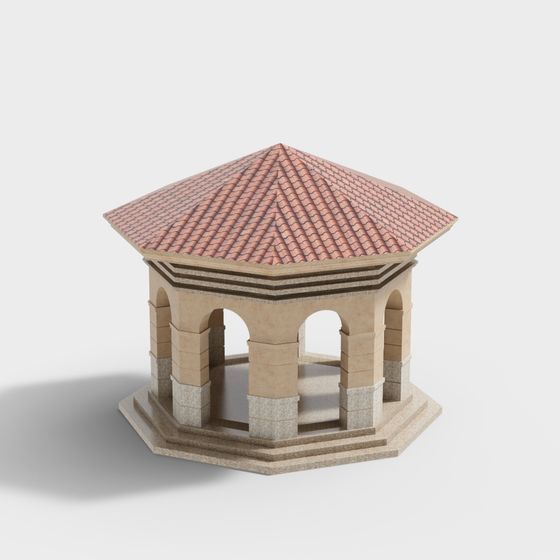 Charming Low-Polygon Pavilion 3D model