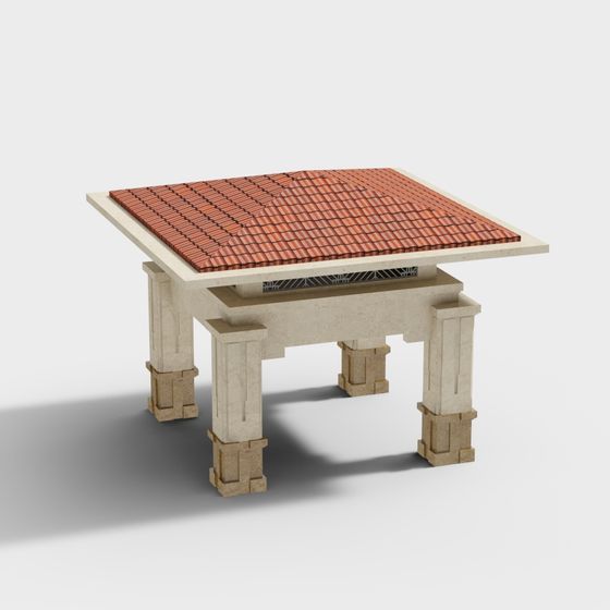 Low Poly Ancient Roman Courtyard Table 3D model