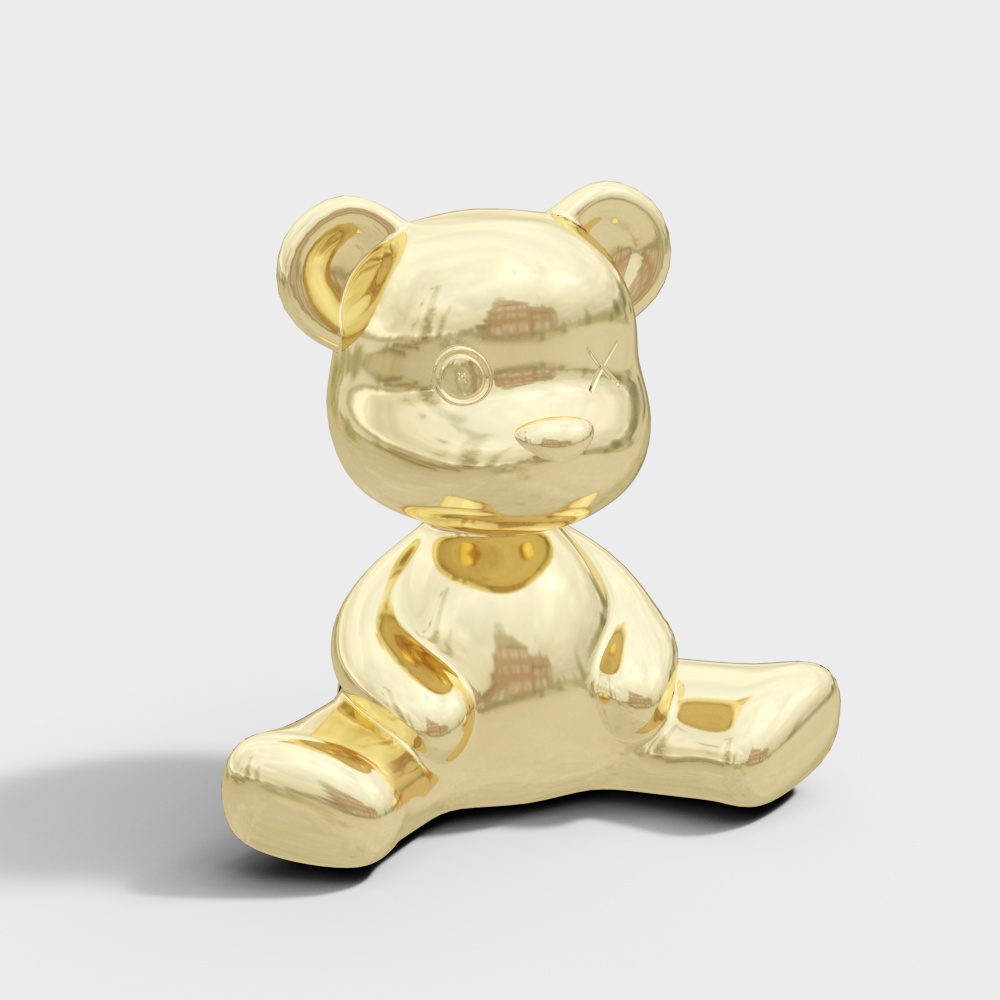 Golden Bear Low-Poly 3D Model