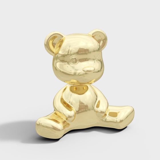 Golden Bear Low-Poly 3D Model