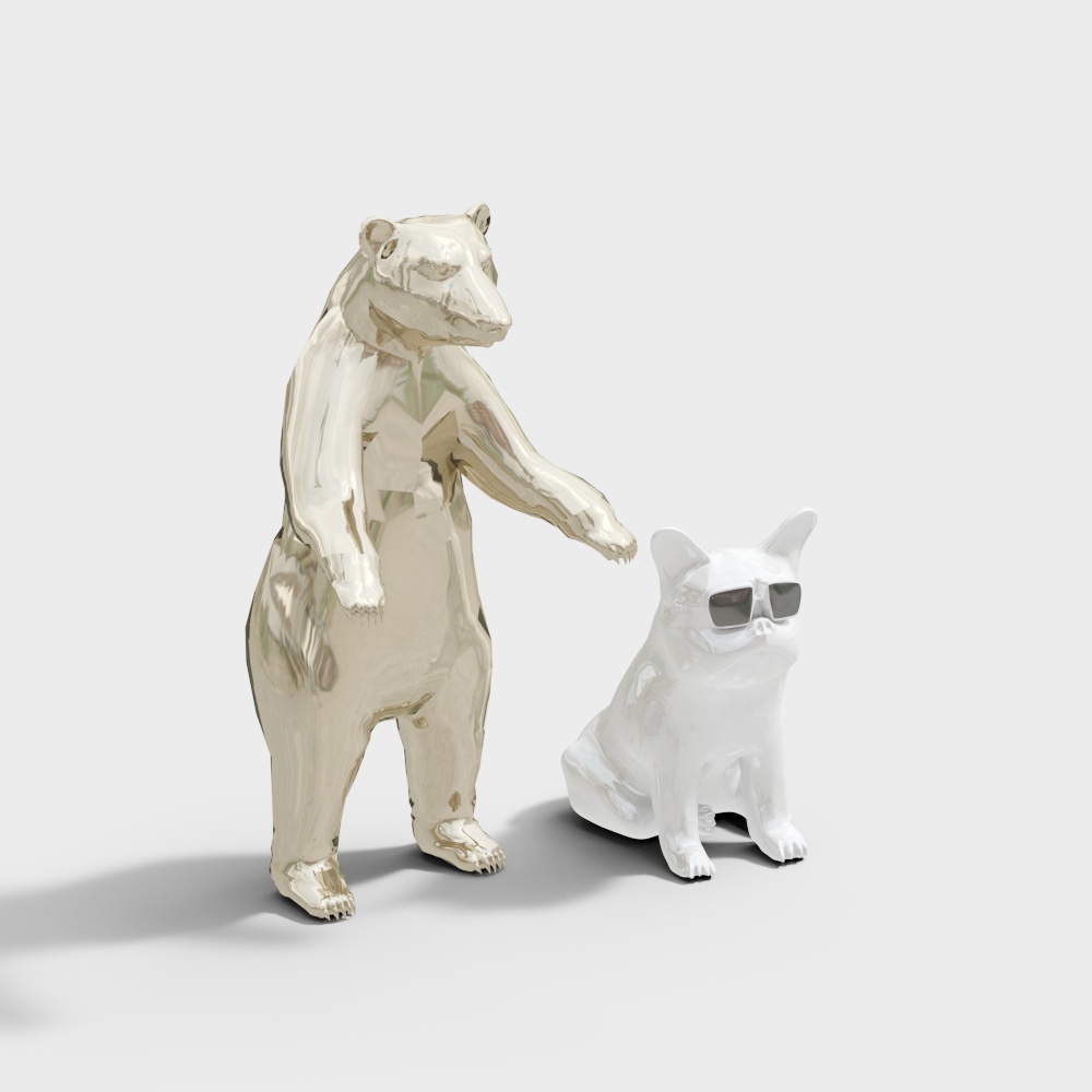 Cool Bear and Cute Cat 3D model