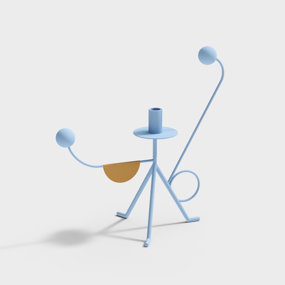 Balance Lantern 3D Model – Low-Poly Sky Blue Design