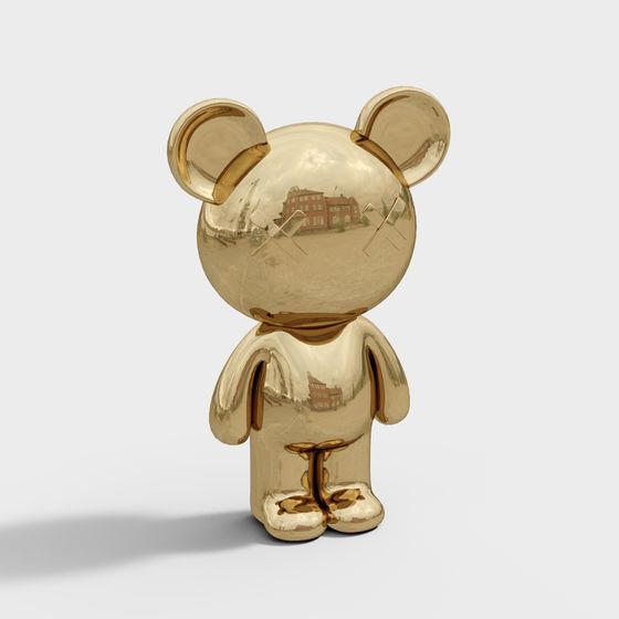Golden Polyhedral Bear 3D model