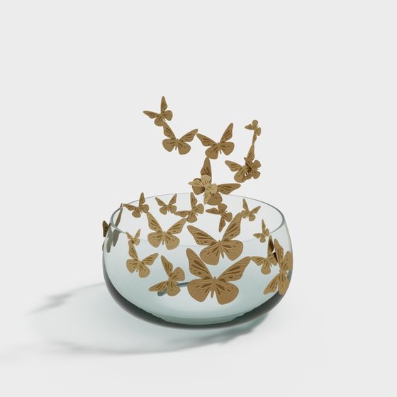 Low Poly Butterfly Glass Bowl 3D model