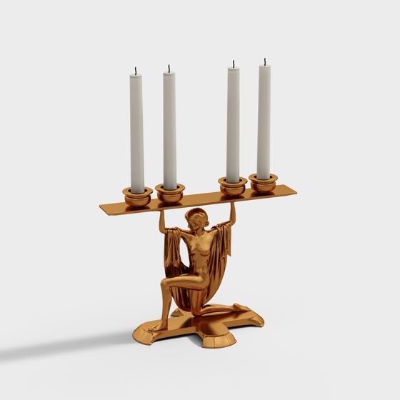 Golden Guardian Candle Holder 3D model