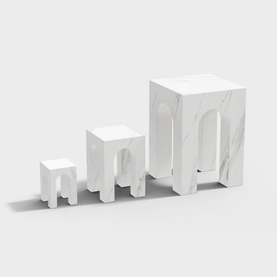 Elegant Marble Staircase 3D model